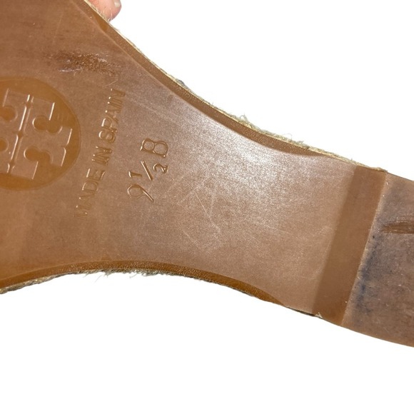 Tory Burch Jackie canvas peep toe wedge espadrille heels 9.5 M - Picture 14 of 14